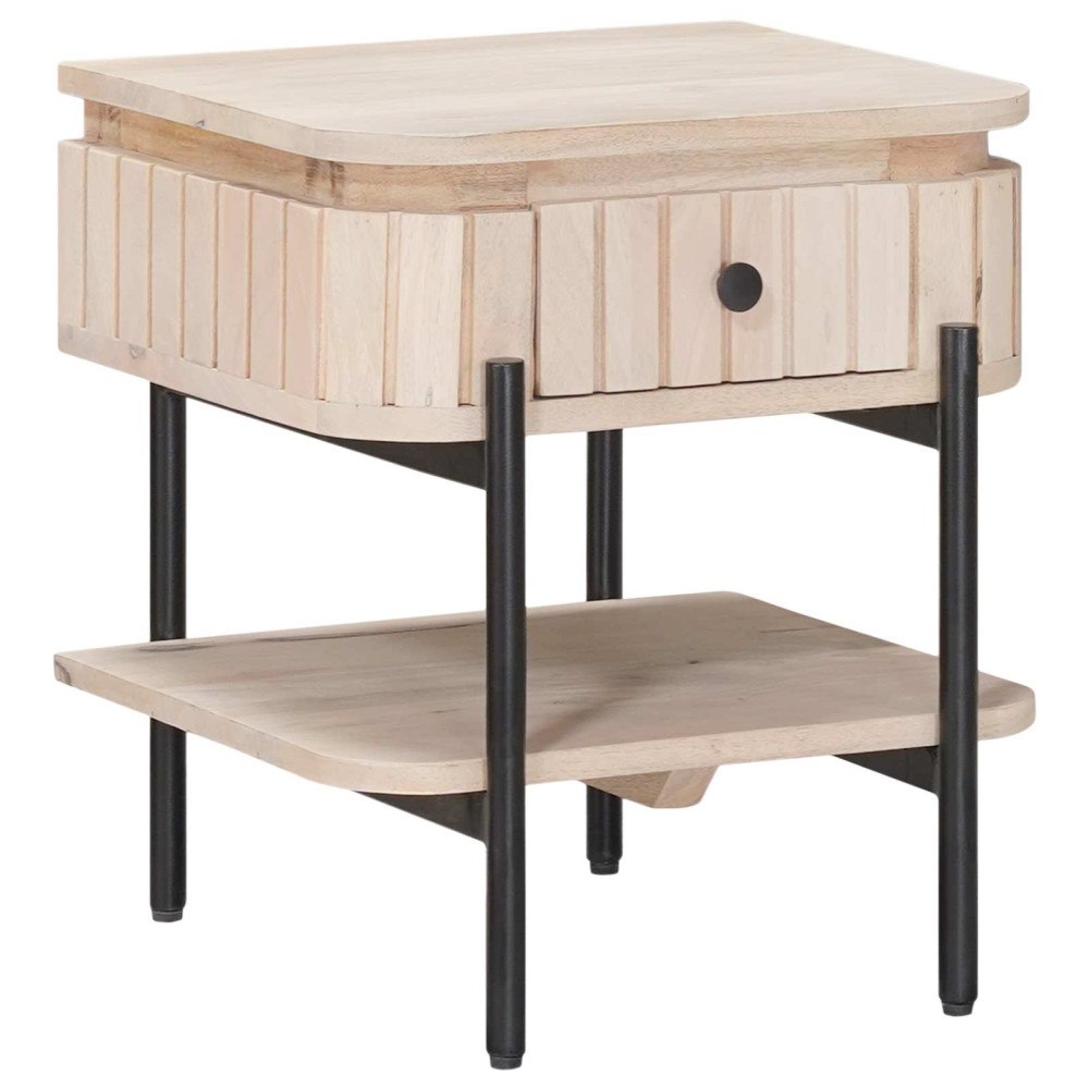 vidaXL Handgjord Sängbord Vit 40 x 35 x 45 cm Massivt mangoträ