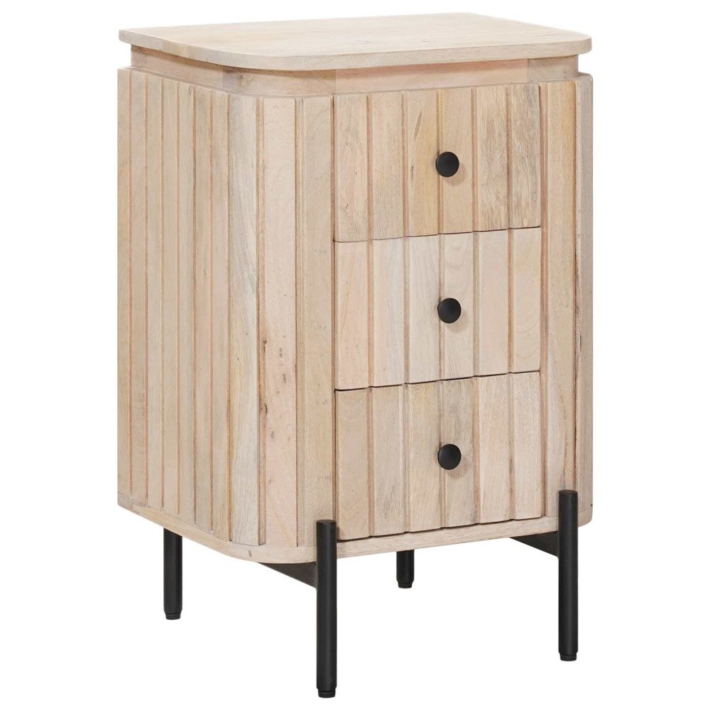 vidaXL Handgjord Sängbord Vit 40 x 30 x 60 cm Massivt mangoträ