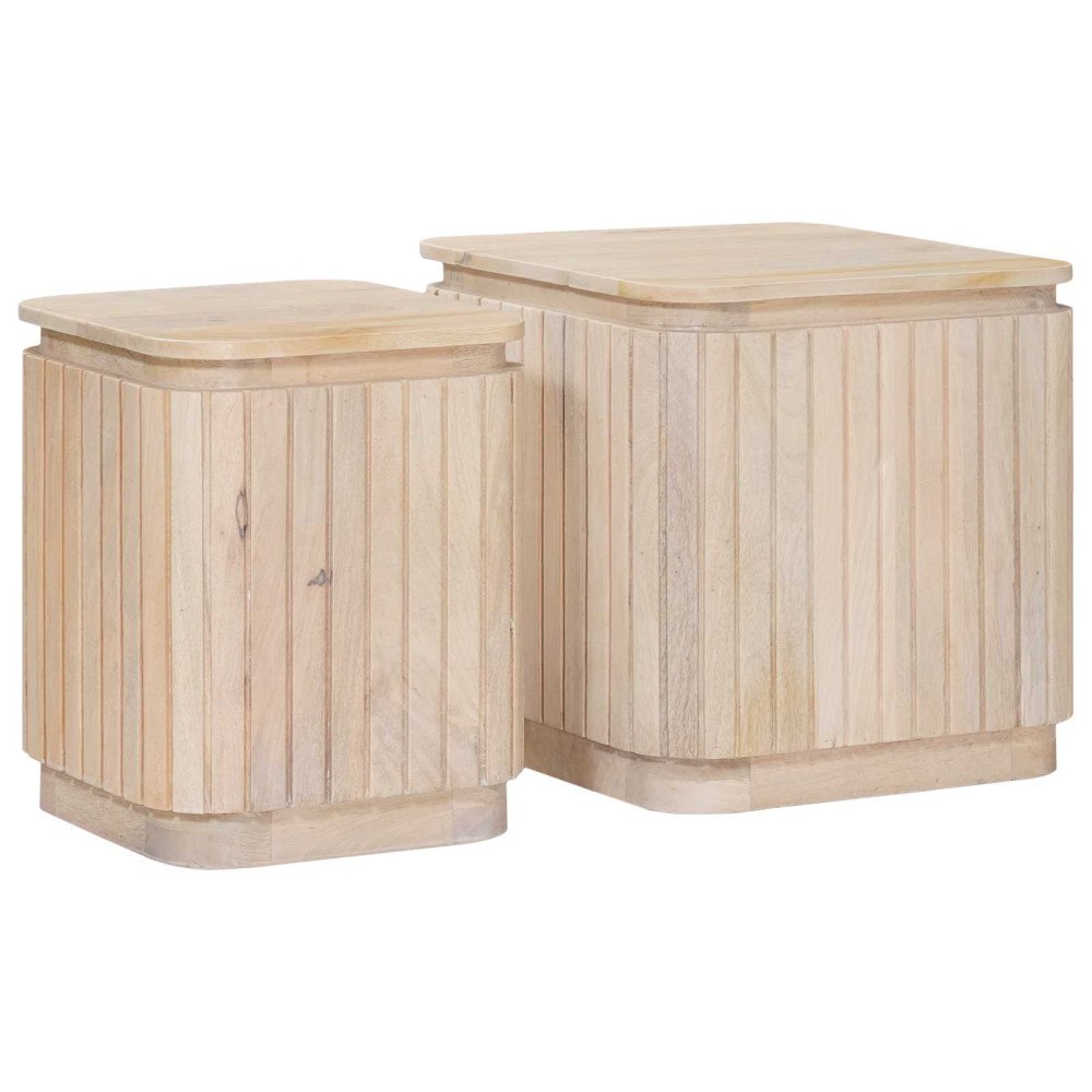vidaXL Handgjord Sidobord Sats 2 pcs Vit 45 x 45 x 45 cm