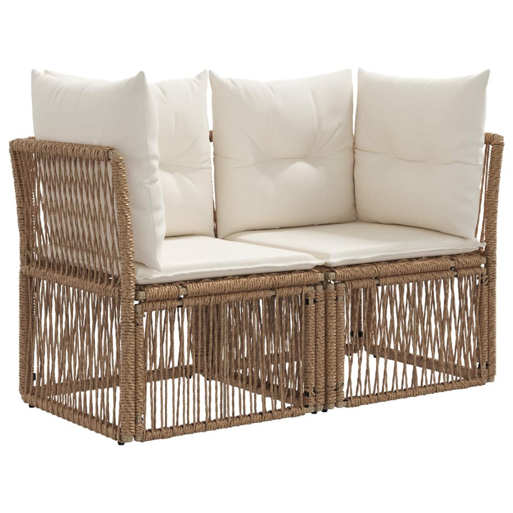 vidaXL Trädgårdsoffa 2-Antal sittplatser Beige konstrotting