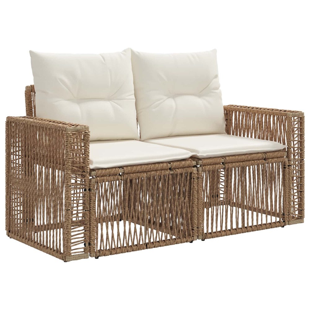 vidaXL Trädgårdsoffa 2-Antal sittplatser Beige konstrotting