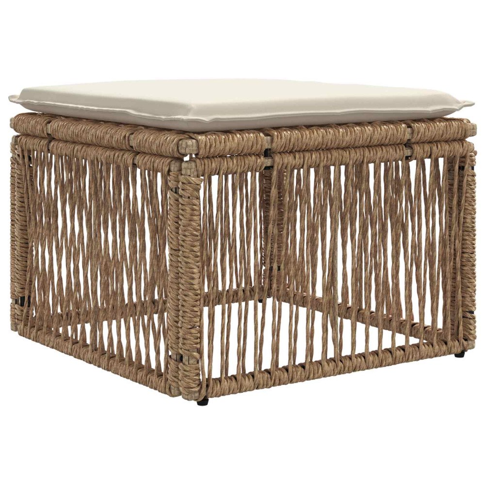 vidaXL Fotpall Beige konstrotting