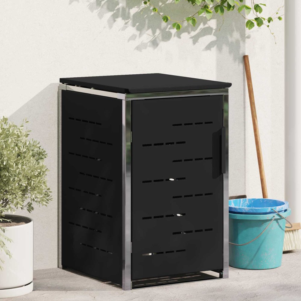 vidaXL Sopcontainerförvar Svart 77,5 x 69 x 112,5 cm Rostfritt stål