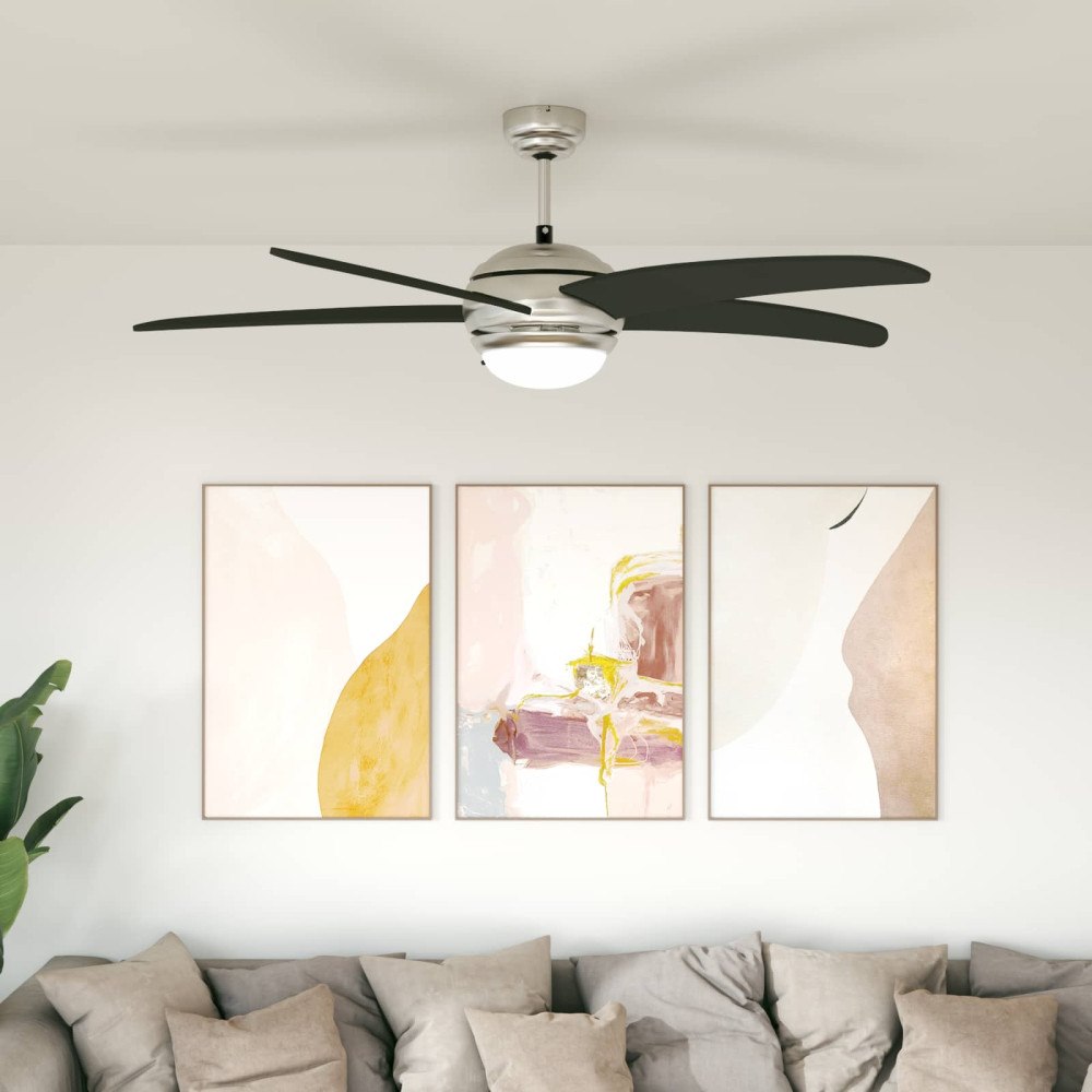 vidaXL Takfläkt med ljus och fjärrkontroll Ø 130 cm Svart