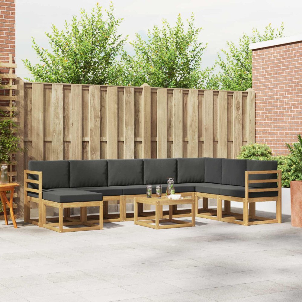 vidaXL Utomhussoffset med kudde 9 pcs Vit och antracit
