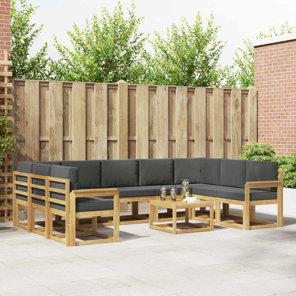 vidaXL Utomhussoffset 10 pcs Vit och antracit 59 x 59 x 37 cm