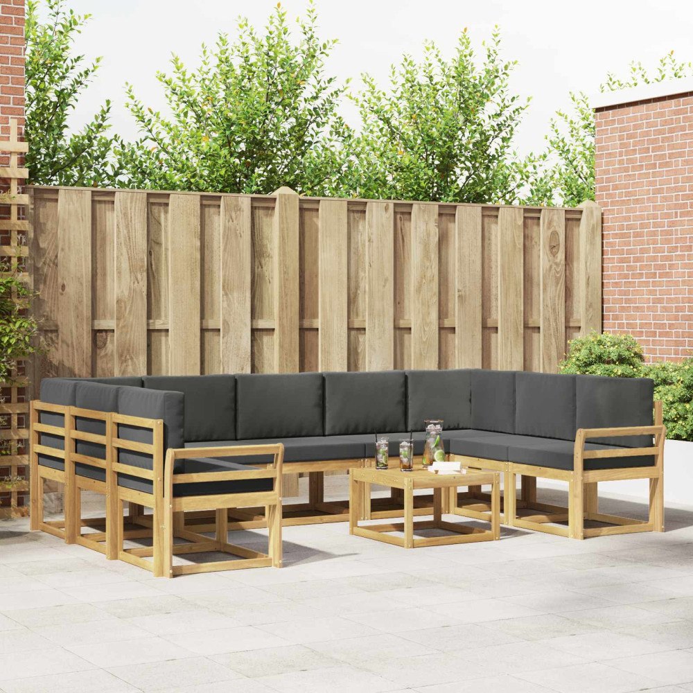 vidaXL Utomhussoffset 10 pcs Vit och antracit 59 x 59 x 37 cm