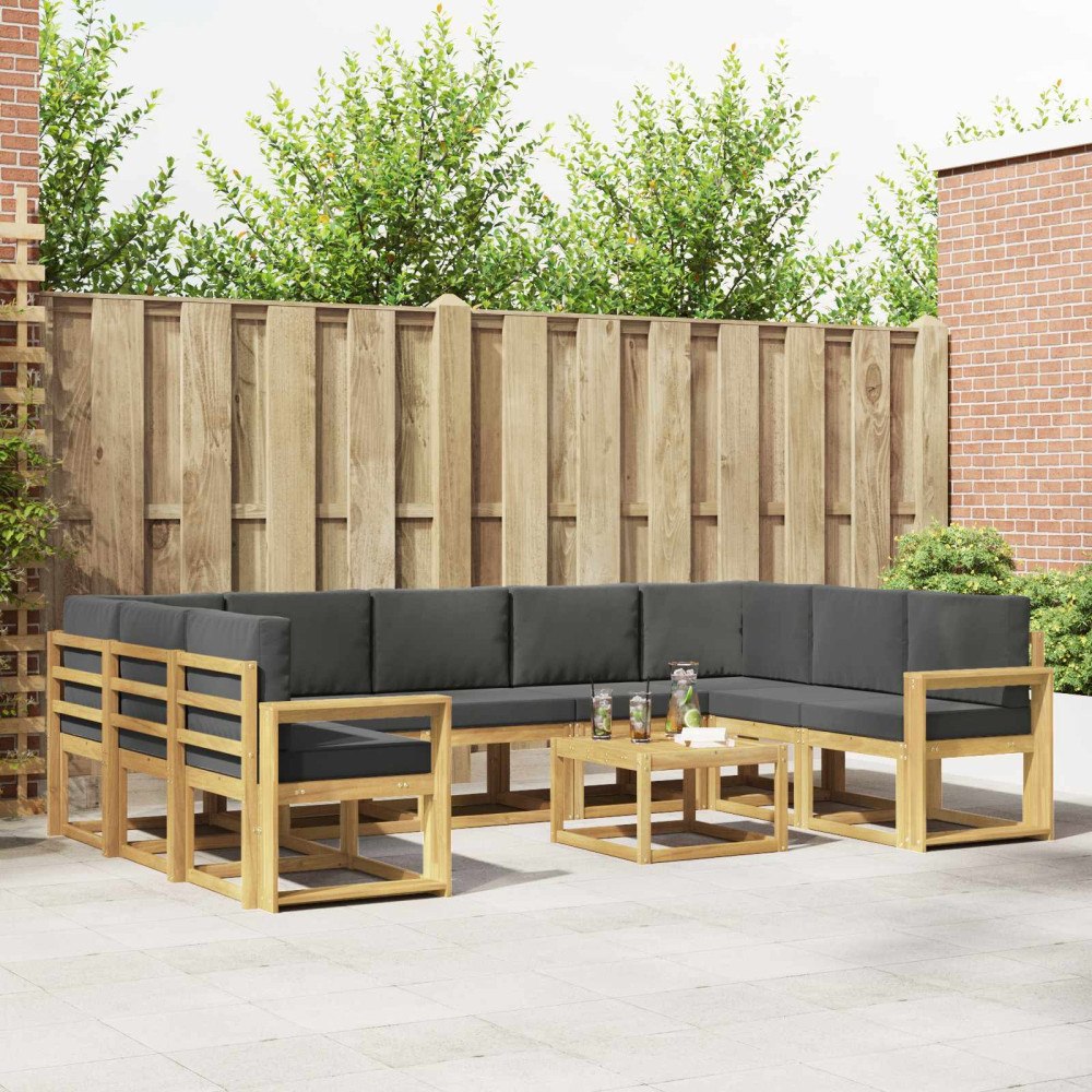 vidaXL Utomhussoffset 10 pcs Vit och antracit 59 x 59 x 37 cm