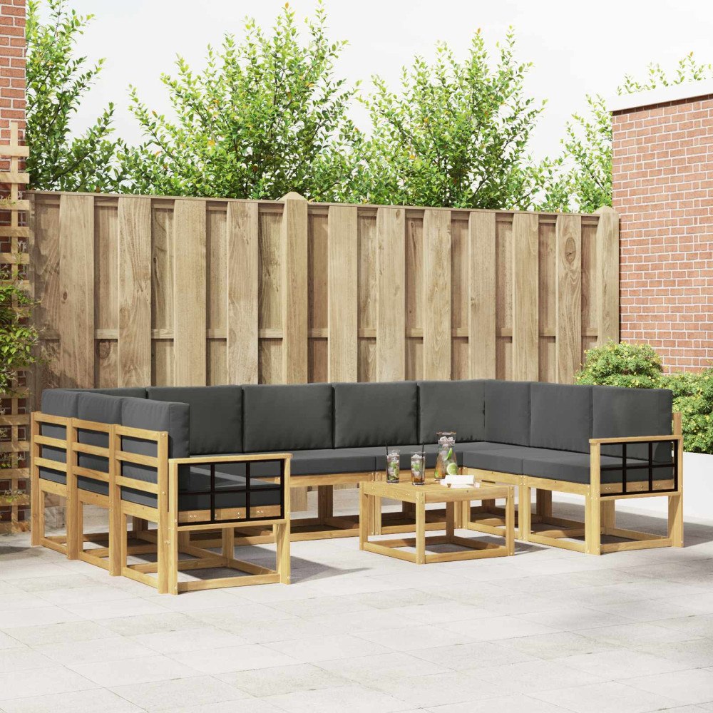 vidaXL Utomhussoffset 10 pcs Vit och antracit 59 x 59 x 37 cm