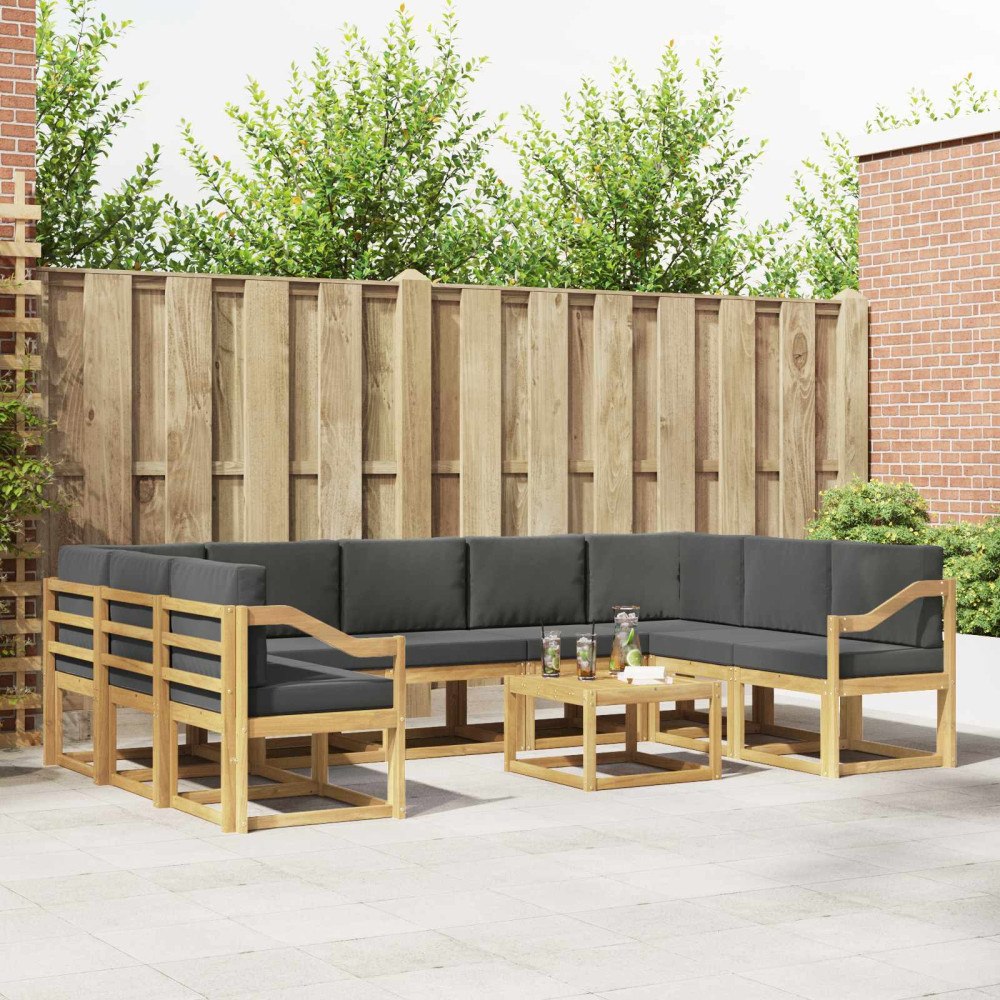 vidaXL Utomhussoffset 10 pcs Vit och antracit 59 x 59 x 37 cm