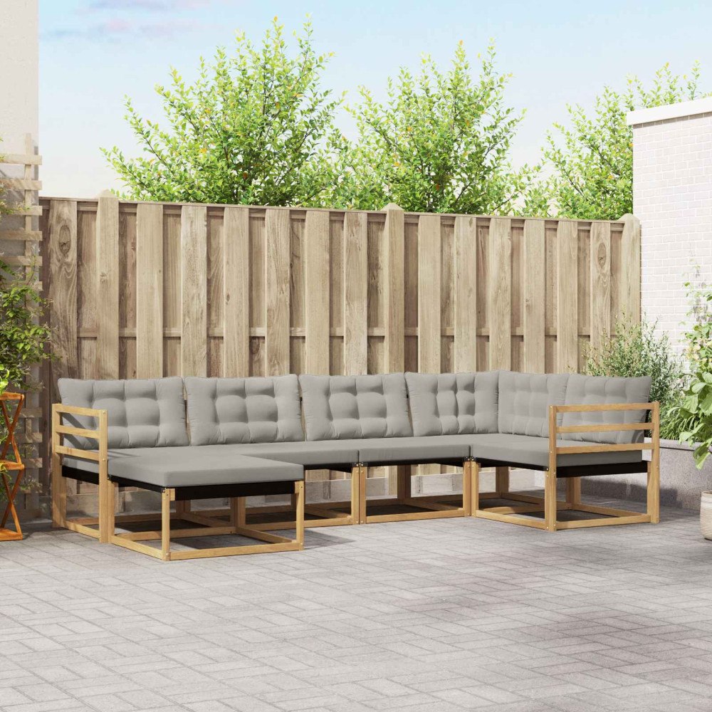 vidaXL Utomhussoffset 6 pcs Vit och ljusgrå 325 x 166,5 x 73 cm