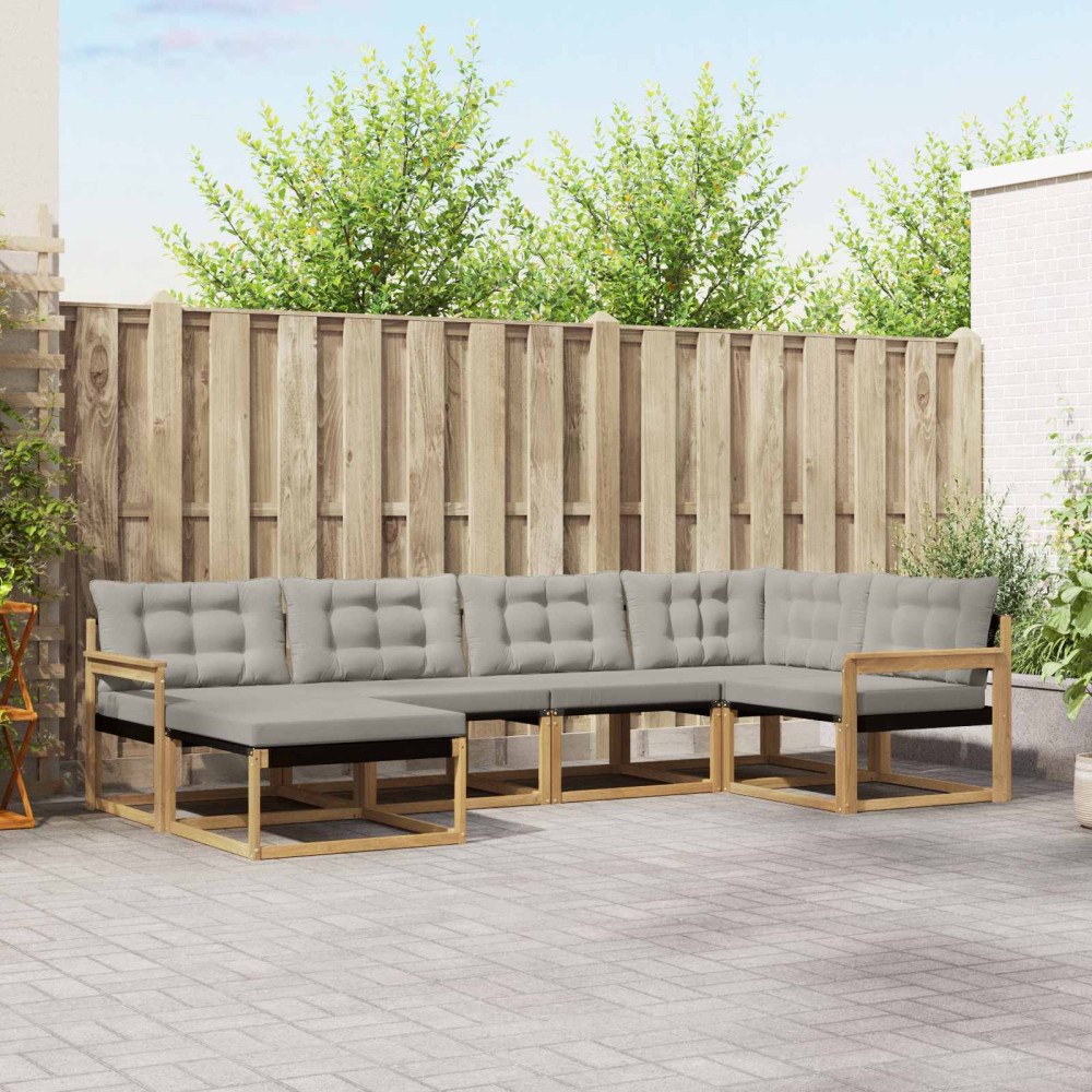 vidaXL Utomhussoffset 6 pcs Vit och ljusgrå 327 x 168,5 x 73 cm