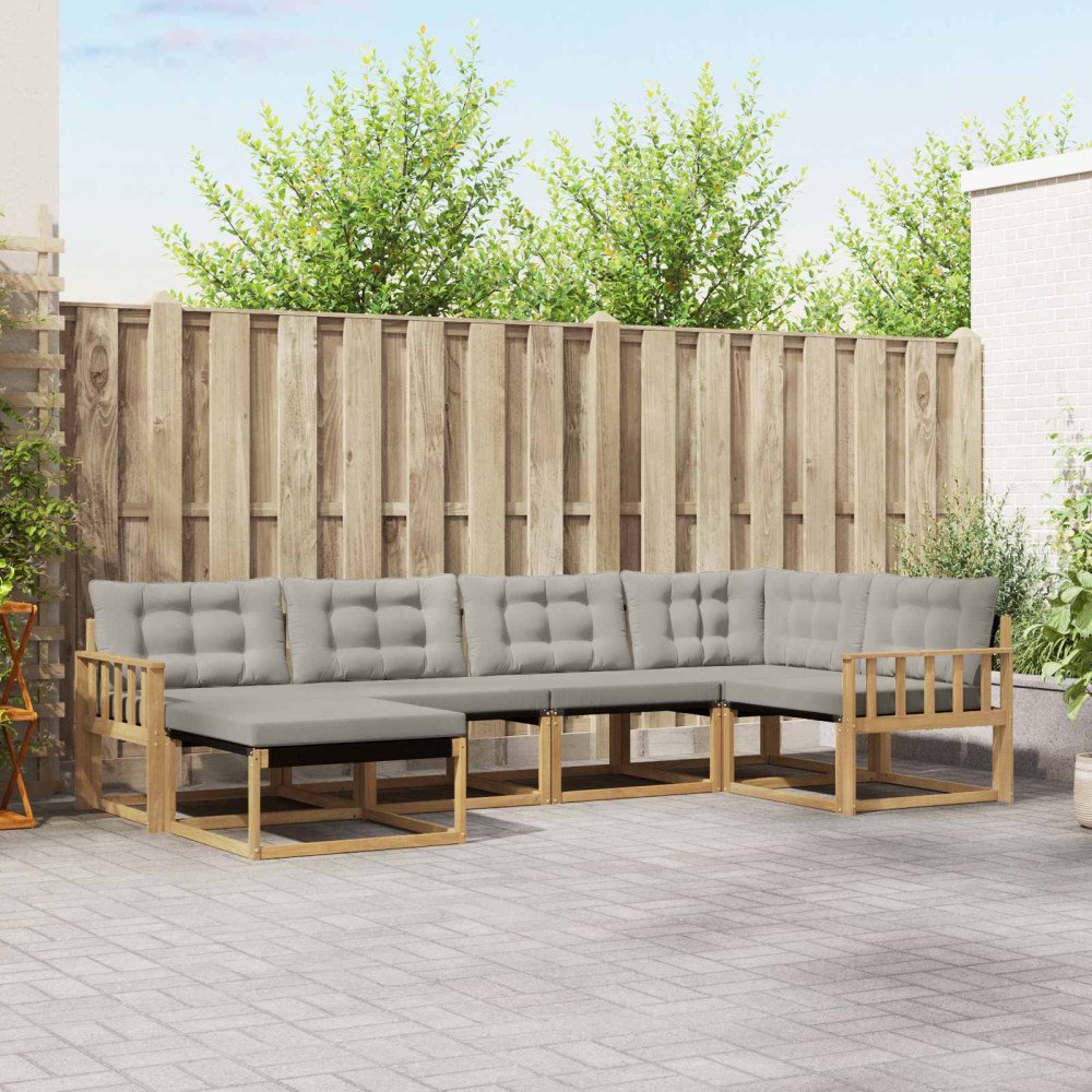 vidaXL Utomhussoffset 6 pcs Vit och ljusgrå 327 x 168,5 x 73 cm