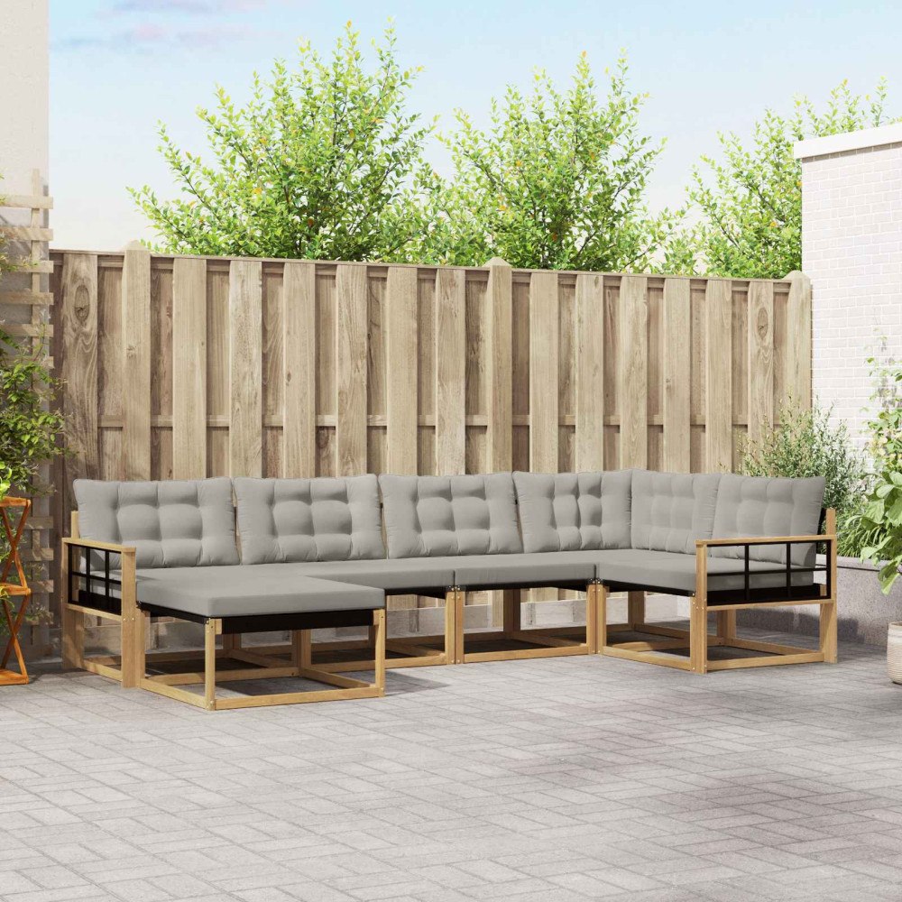 vidaXL Utomhussoffset 6 pcs Vit och ljusgrå 327 x 168,5 x 73 cm