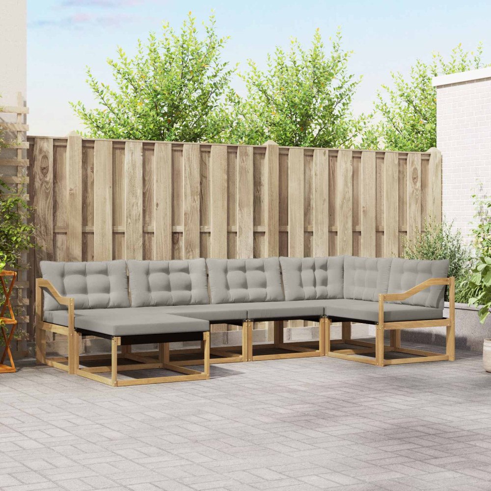 vidaXL Utomhussoffset 6 pcs Vit och ljusgrå 325 x 166,5 x 73 cm
