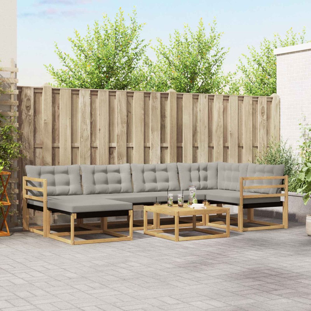vidaXL Utomhussoffset 7 pcs Vit och ljusgrå 79 x 79 x 37 cm
