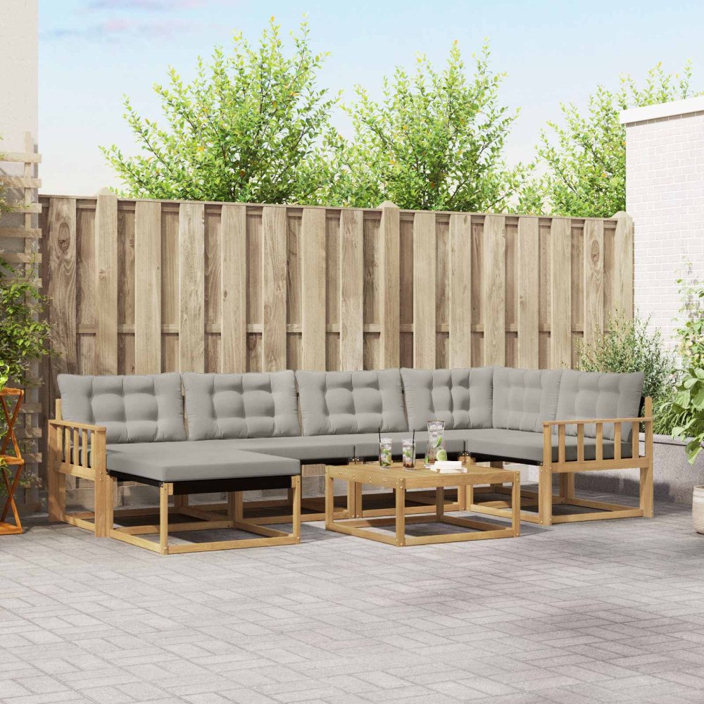 vidaXL Utomhussoffset 7 pcs Vit och ljusgrå 79 x 79 x 37 cm