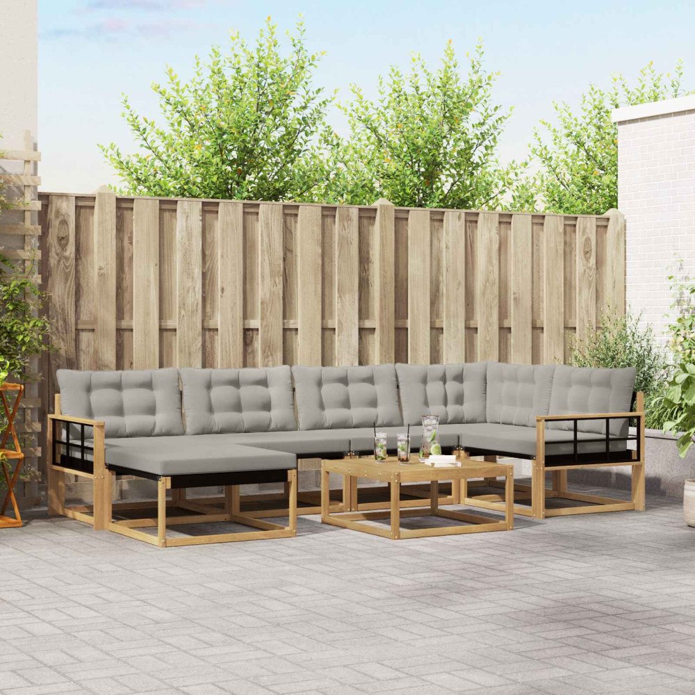 vidaXL Utomhussoffset 7 pcs Vit och ljusgrå 79 x 79 x 37 cm
