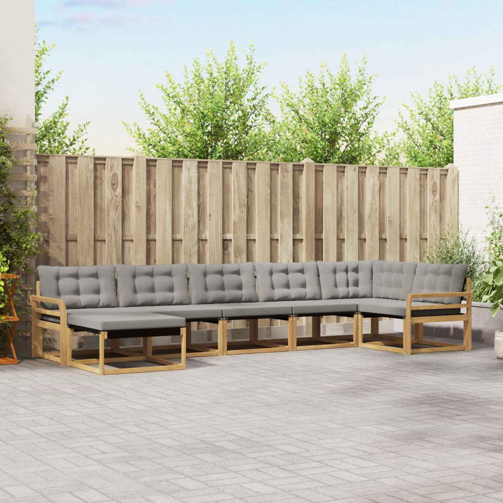 vidaXL Utomhussoffset 7 pcs Vit och ljusgrå 408 x 170,5 x 73 cm