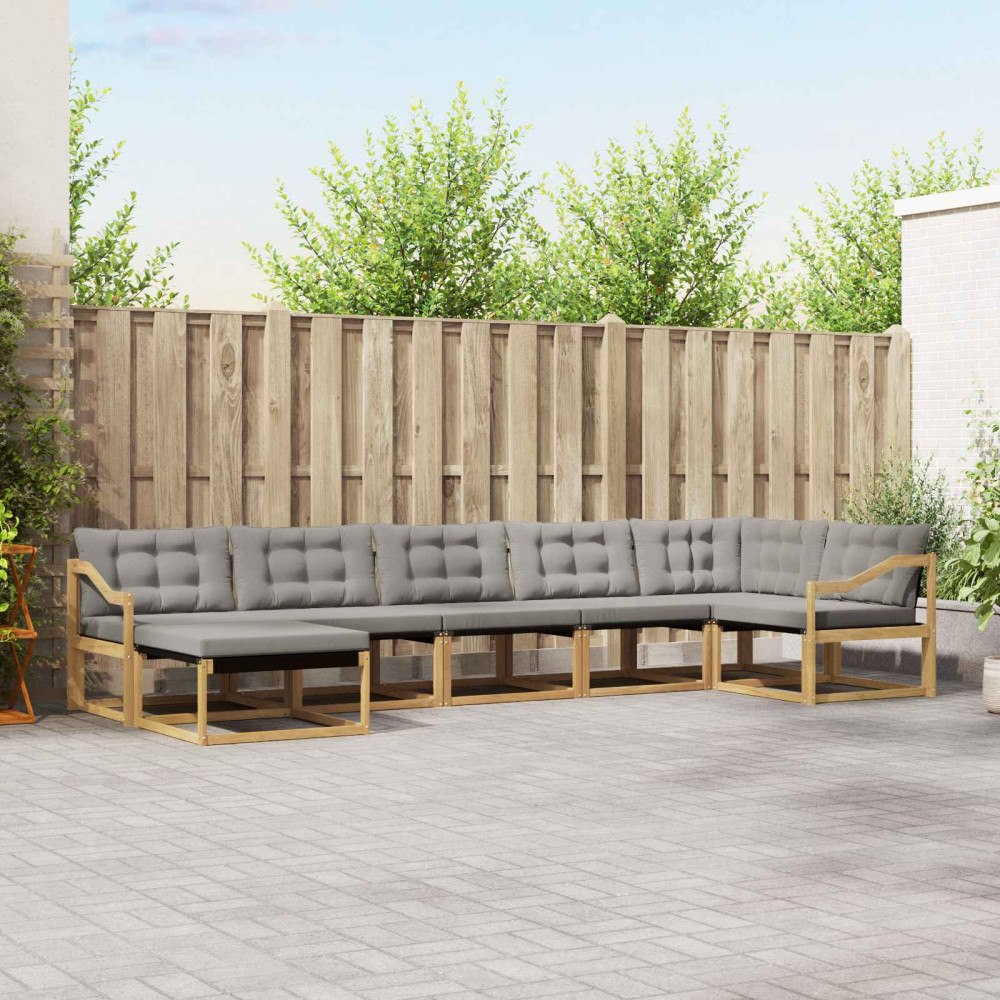 vidaXL Utomhussoffset 7 pcs Vit och ljusgrå 404 x 166,5 x 73 cm