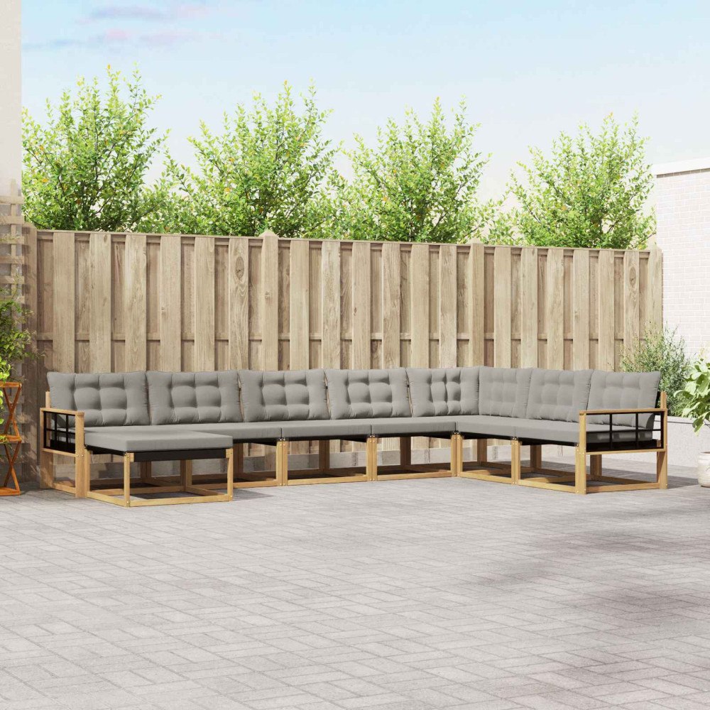 vidaXL Utomhussoffset 8 pcs Vit och ljusgrå 406 x 247,5 x 73 cm