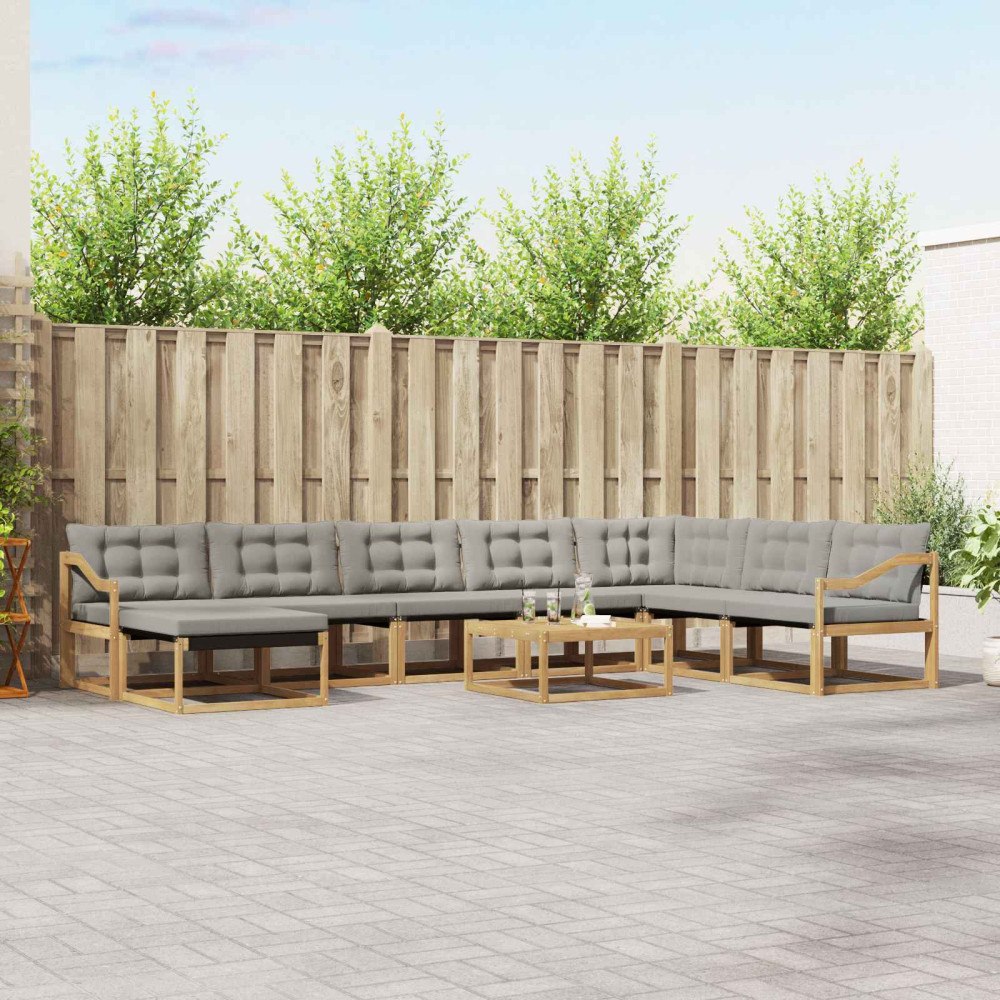 vidaXL Utomhussoffset 9 pcs Vit och ljusgrå 79 x 79 x 37 cm