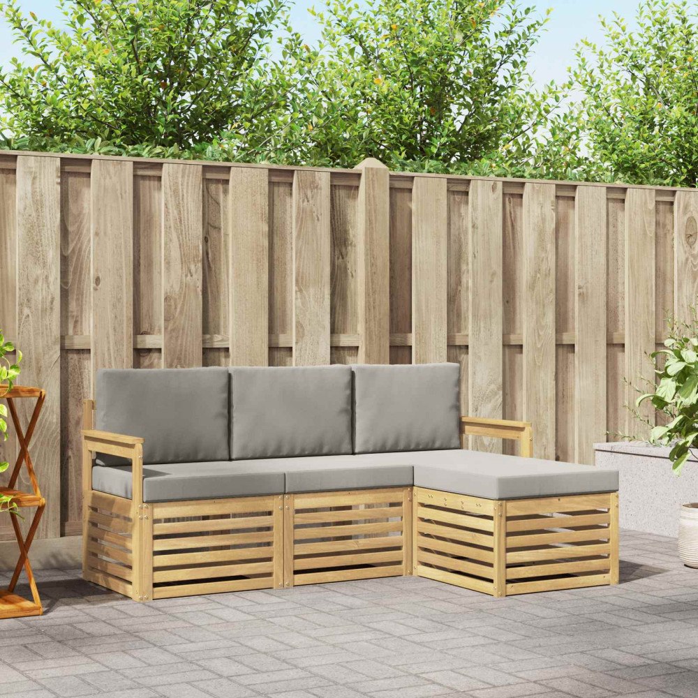 vidaXL Utomhussoffset 4 pcs Vit och ljusgrå 189,5 x 122,5 x 73 cm