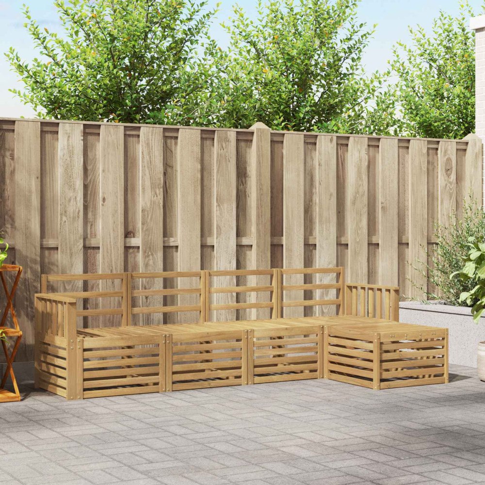 vidaXL Utomhussoffset 5 pcs Vit 249 x 122,5 x 73 cm Massivt Akaciaträ