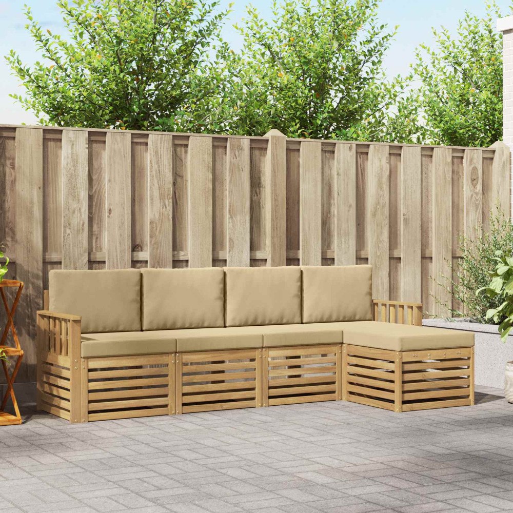 vidaXL Utomhussoffset 5 pcs Vit och Beige 249 x 122,5 x 73 cm