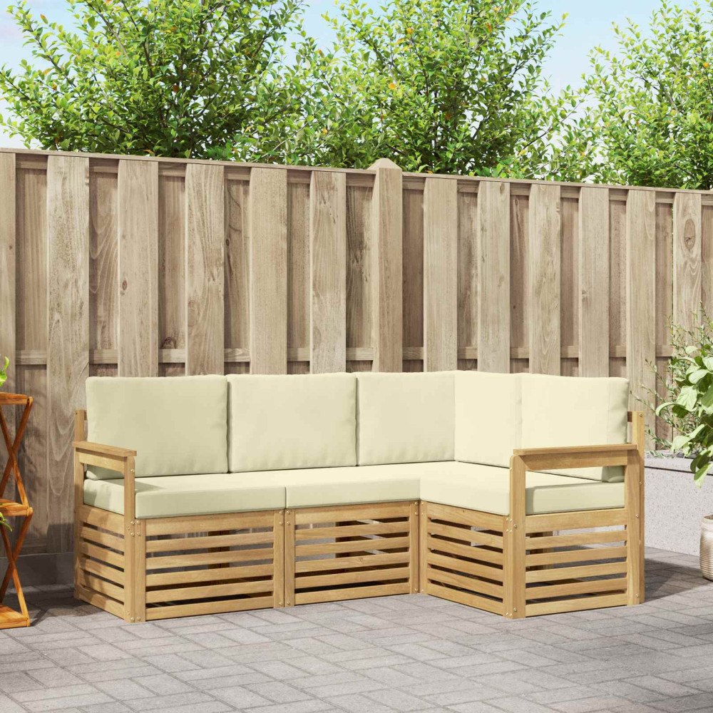 vidaXL Utomhussoffset 4 pcs Vit och grädde 187,5 x 128,5 x 73 cm