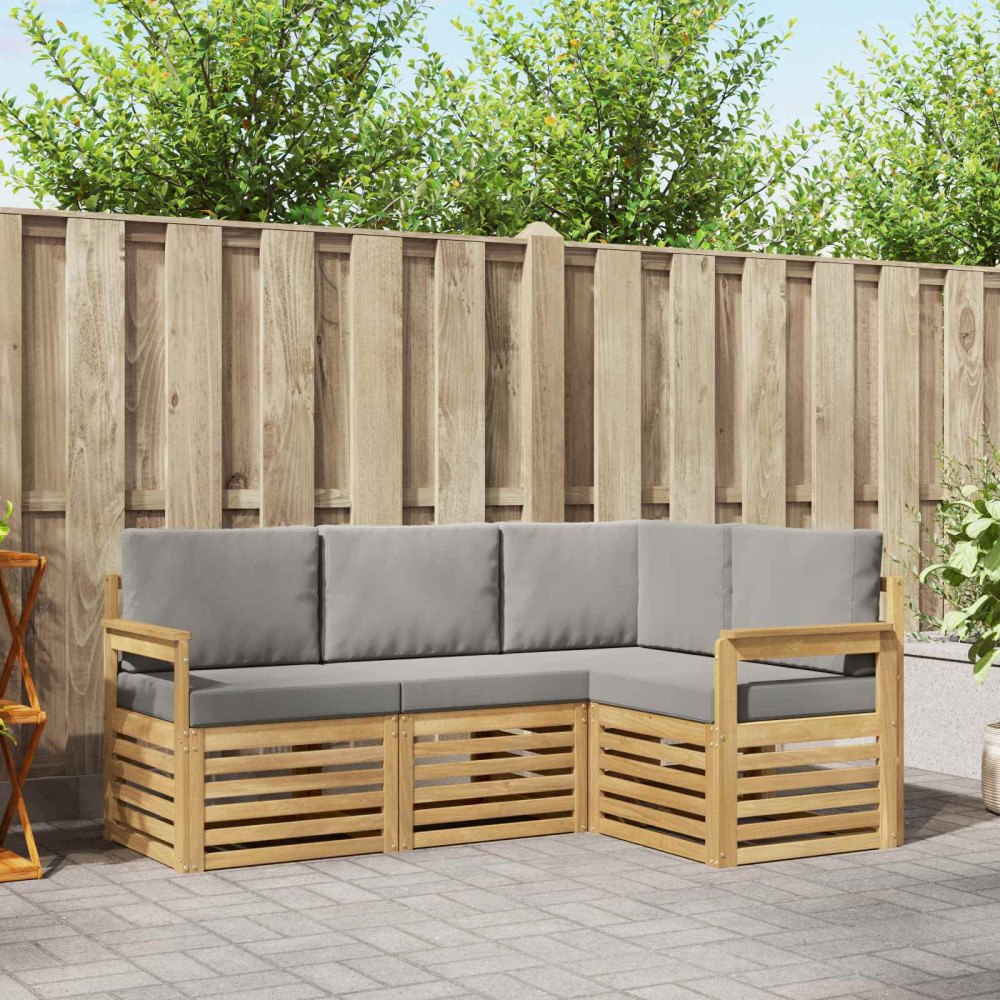 vidaXL Utomhussoffset 4 pcs Vit och ljusgrå 187,5 x 128,5 x 73 cm