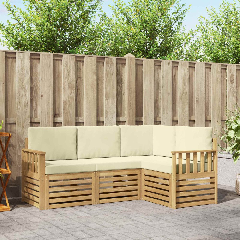 vidaXL Utomhussoffset 4 pcs Vit och grädde 187,5 x 128,5 x 73 cm
