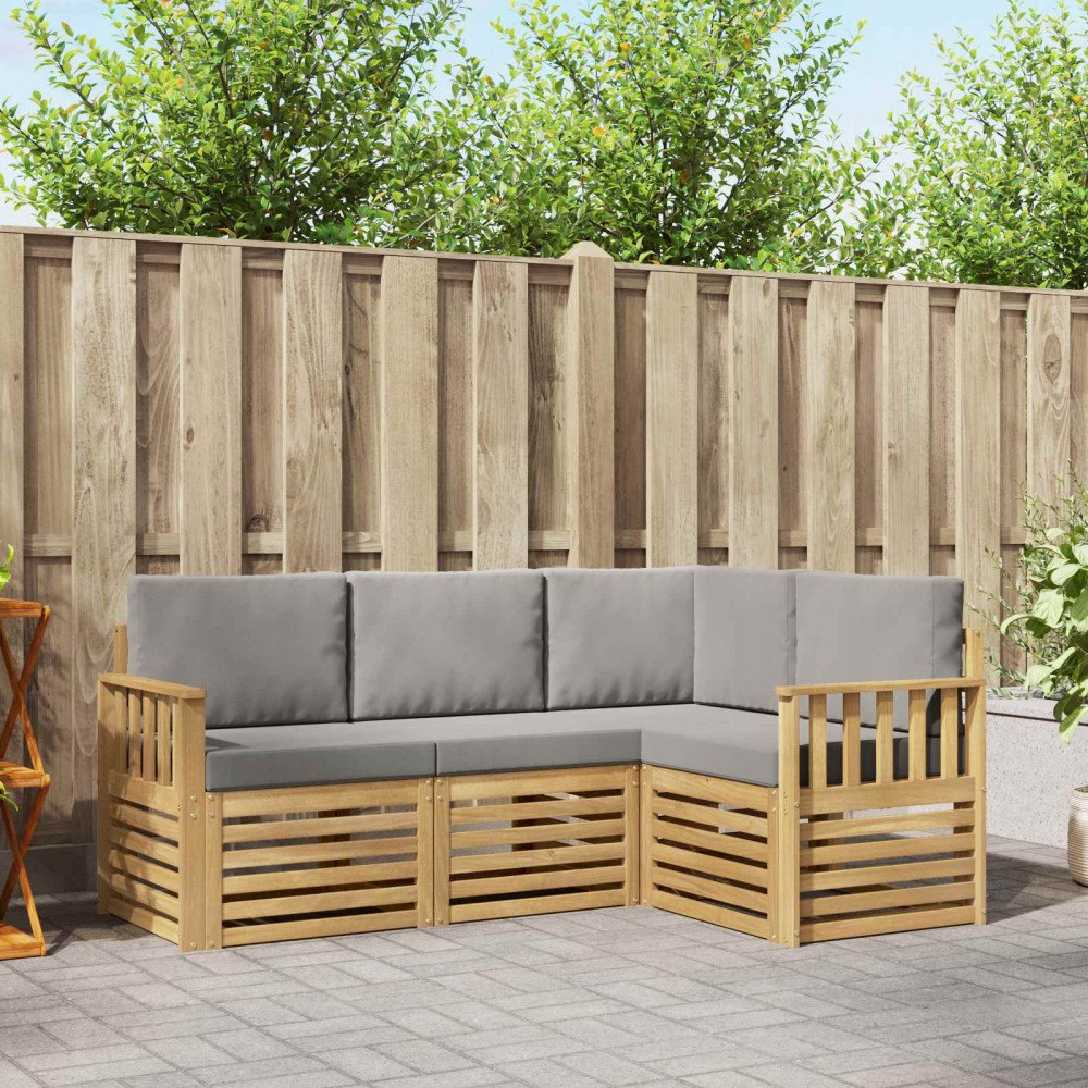 vidaXL Utomhussoffset 4 pcs Vit och ljusgrå 187,5 x 128,5 x 73 cm