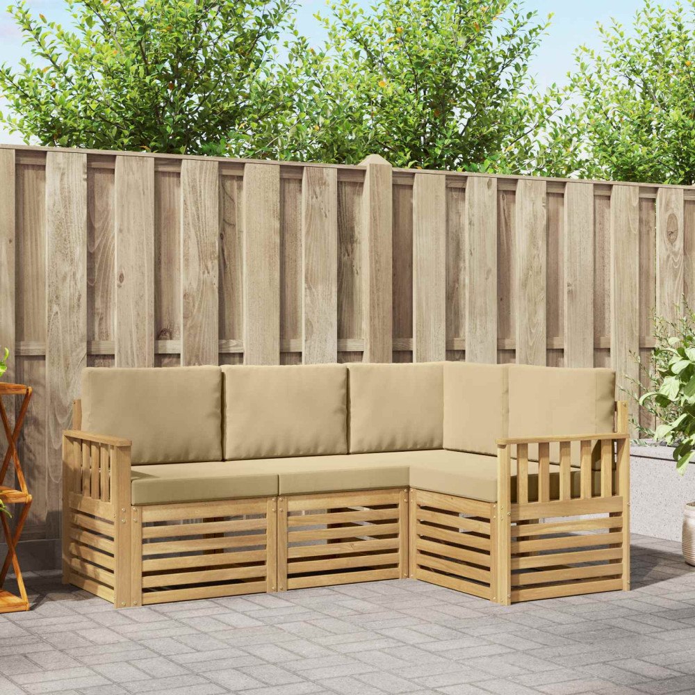 vidaXL Utomhussoffset 4 pcs Vit och Beige 187,5 x 128,5 x 73 cm