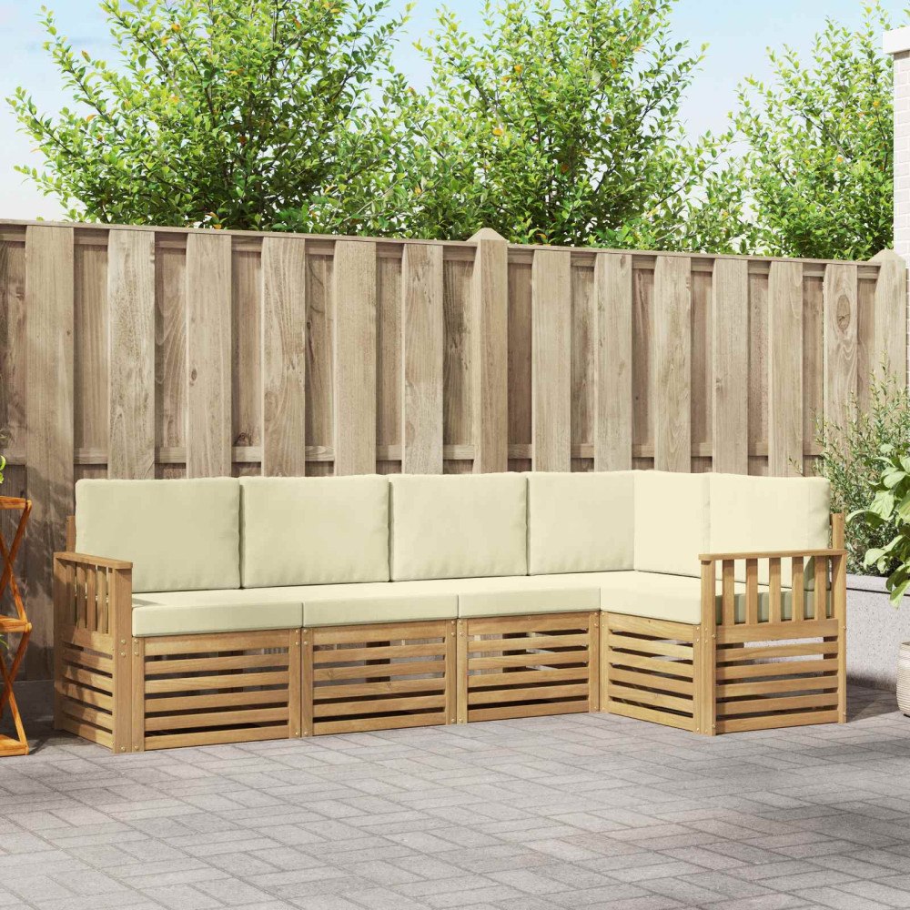 vidaXL Utomhussoffset 5 pcs Vit och grädde 247 x 128,5 x 73 cm