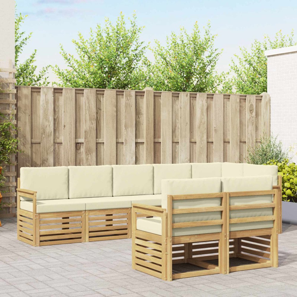 vidaXL Utomhussoffset 8 pcs Vit och grädde 306 x 128,5 x 73 cm