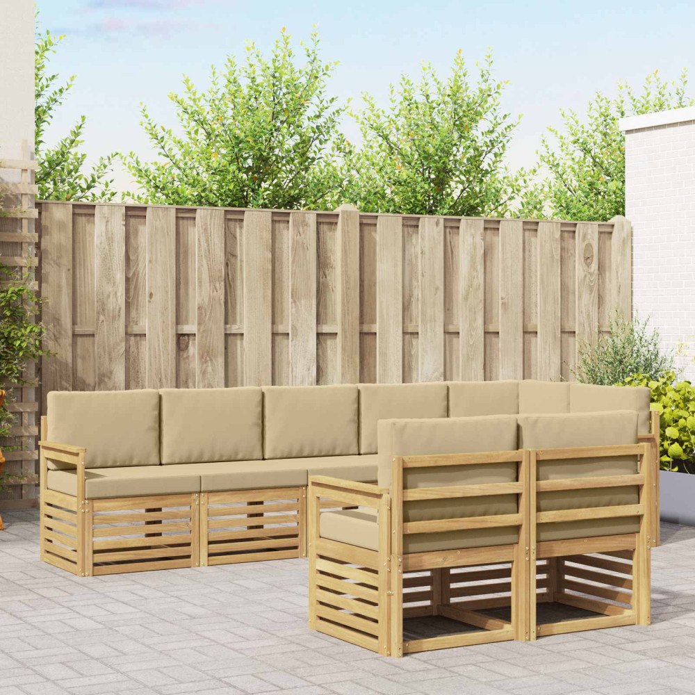 vidaXL Utomhussoffset 8 pcs Vit och Beige 306 x 128,5 x 73 cm