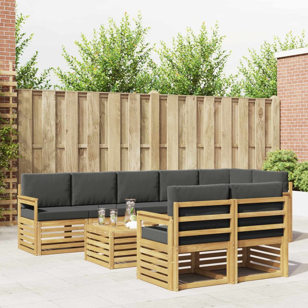 vidaXL Utomhussoffset 8 pcs Vit och antracit 59 x 59 x 37 cm Polyester