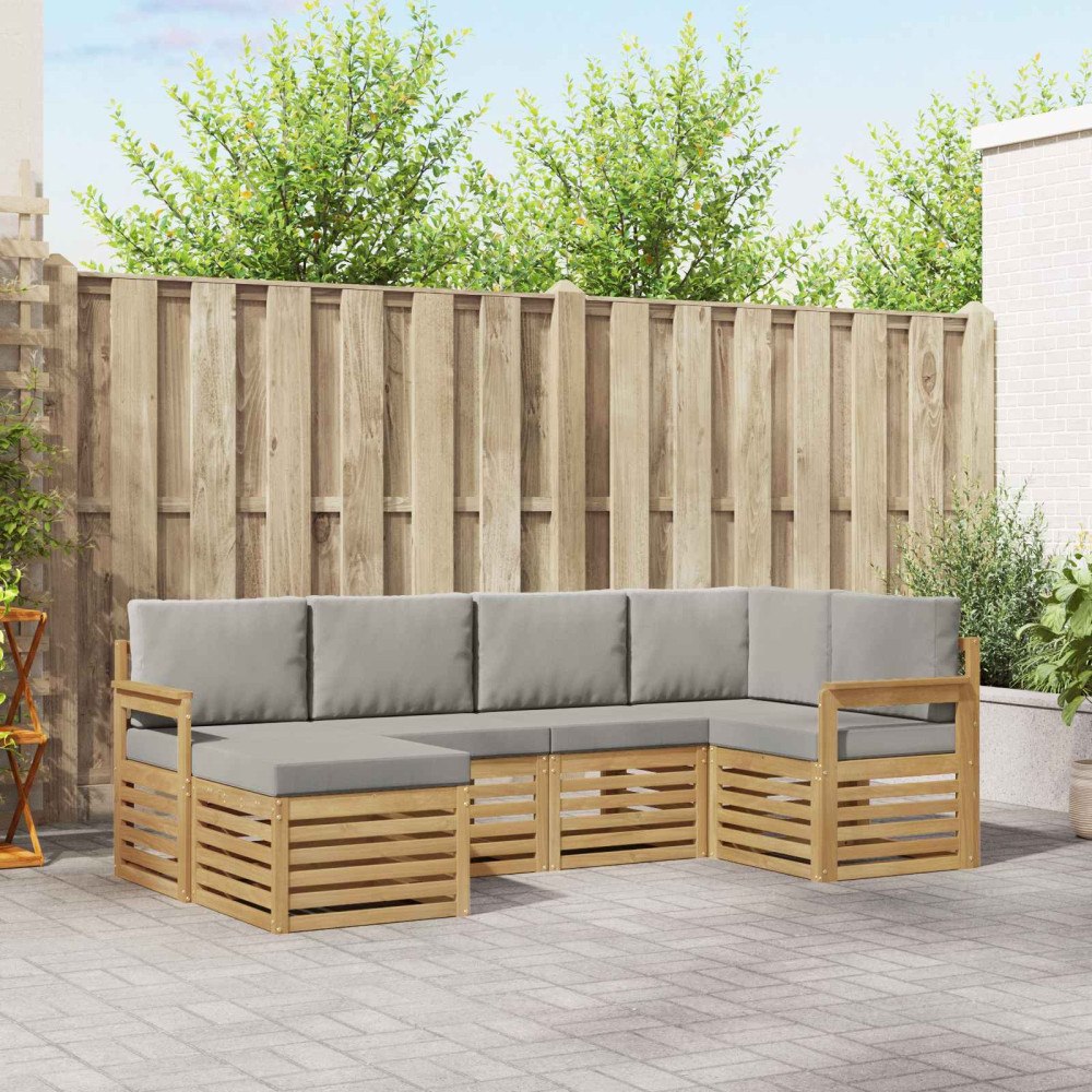 vidaXL Utomhussoffset 6 pcs Vit och ljusgrå 247 x 128,5 x 73 cm