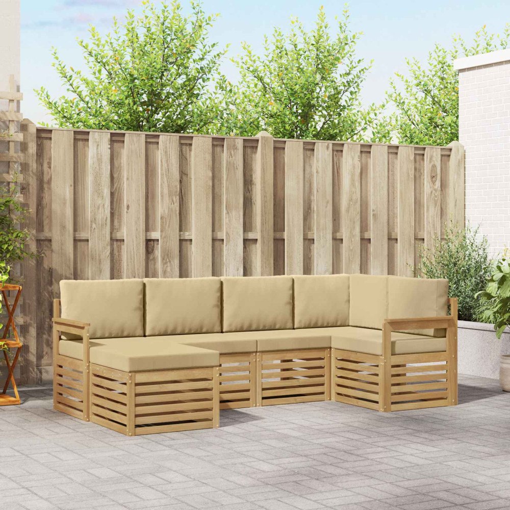 vidaXL Utomhussoffset 6 pcs Vit och Beige 247 x 128,5 x 73 cm