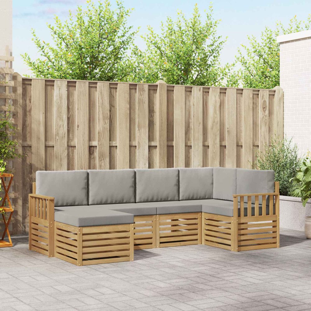 vidaXL Utomhussoffset 6 pcs Vit och ljusgrå 247 x 128,5 x 73 cm
