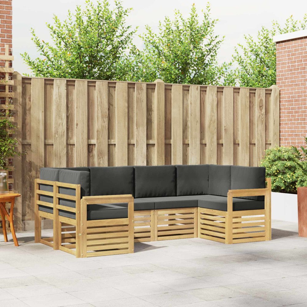 vidaXL Utomhussoffset 5 pcs Vit och Antracit 245 x 128,5 x 73 cm