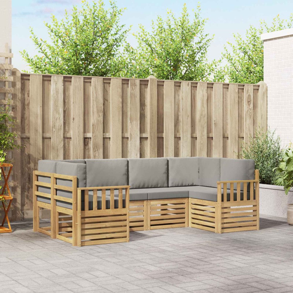 vidaXL Utomhussoffset 5 pcs Vit och Ljusgrå 245 x 128,5 x 73 cm