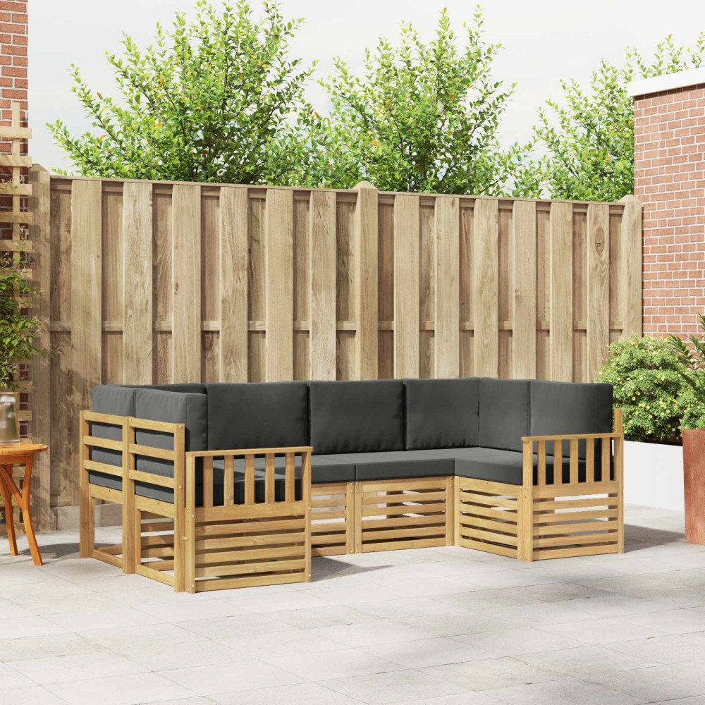 vidaXL Utomhussoffset 5 pcs Vit och Antracit 245 x 128,5 x 73 cm