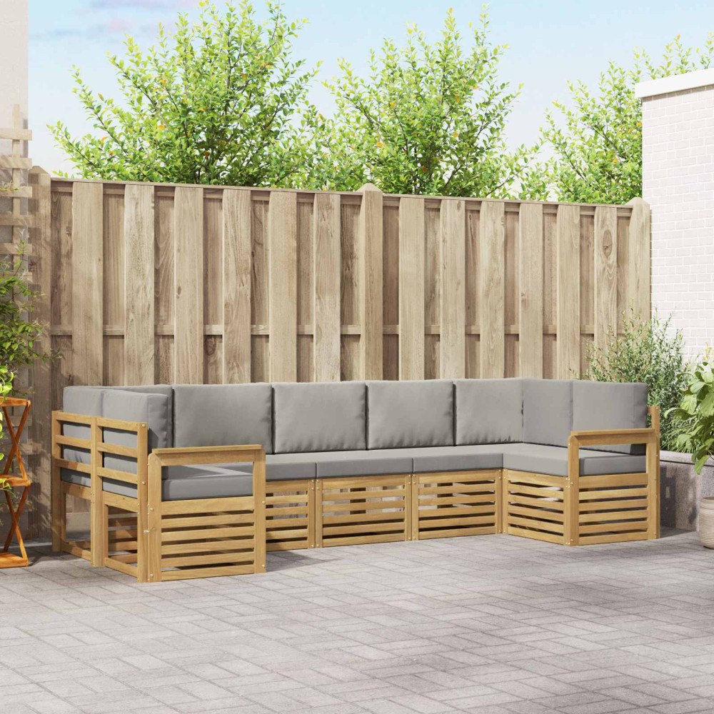 vidaXL Utomhussoffset 6 pcs Vit och Ljusgrå 304 x 128,5 x 73 cm