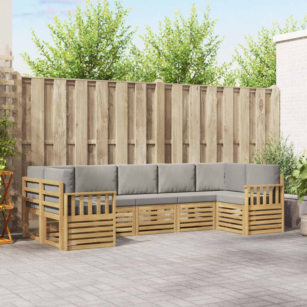 vidaXL Utomhussoffset 6 pcs Vit och Ljusgrå 304 x 128,5 x 73 cm