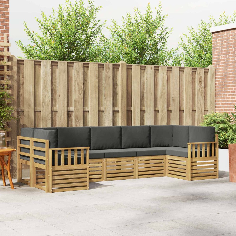 vidaXL Utomhussoffset 6 pcs Vit och Antracit 304 x 128,5 x 73 cm