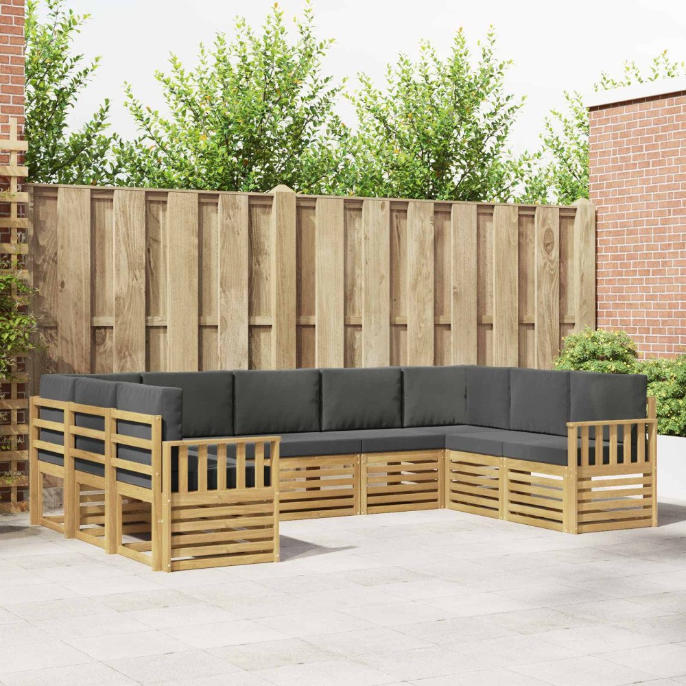 vidaXL Utomhussoffset 7 pcs Vit och Antracit 304 x 128,5 x 73 cm