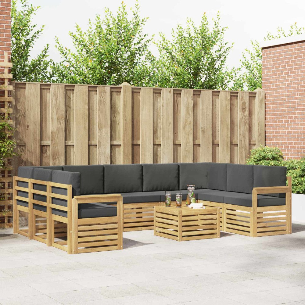 vidaXL Utomhussoffset 8 pcs Vit och Antracit 59 x 59 x 37 cm Polyester