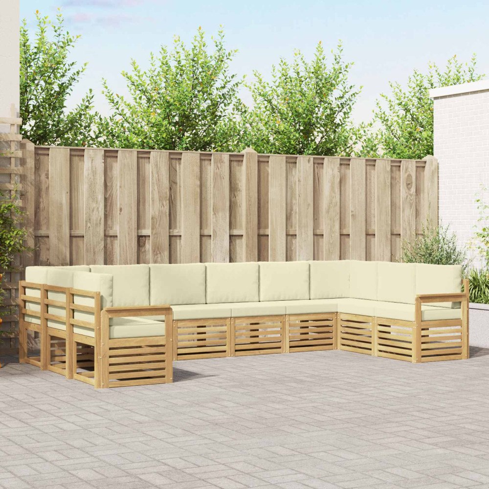 vidaXL Utomhussoffset 7 pcs Vit och grädde 363 x 187,5 x 73 cm